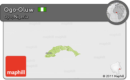 Physical Panoramic Map of Ogo-Oluw, single color outside