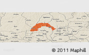 Political Panoramic Map of Ogo-Oluw, shaded relief outside