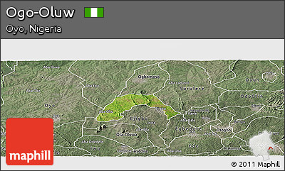 Satellite Panoramic Map of Ogo-Oluw, semi-desaturated