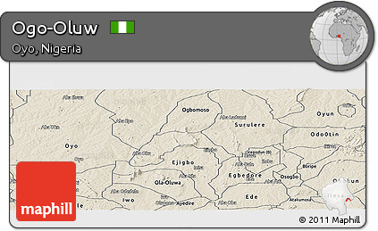 Shaded Relief Panoramic Map of Ogo-Oluw