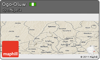 Shaded Relief Panoramic Map of Ogo-Oluw