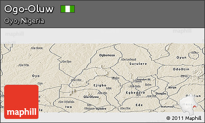 Shaded Relief Panoramic Map of Ogo-Oluw