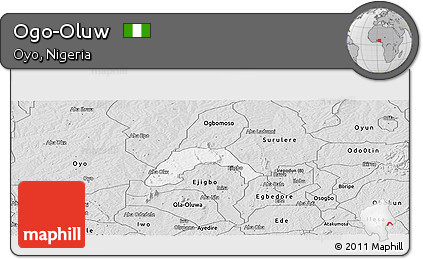 Silver Style Panoramic Map of Ogo-Oluw