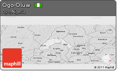 Silver Style Panoramic Map of Ogo-Oluw