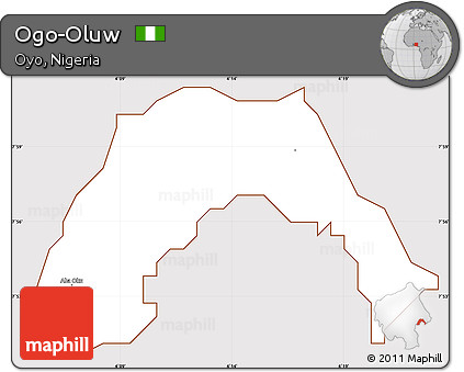 Classic Style Simple Map of Ogo-Oluw, cropped outside