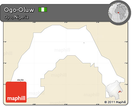 Classic Style Simple Map of Ogo-Oluw, single color outside