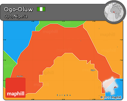 Political Simple Map of Ogo-Oluw
