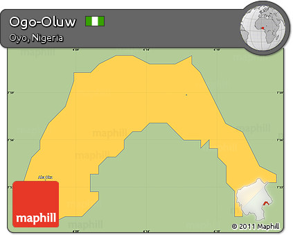 Savanna Style Simple Map of Ogo-Oluw, single color outside