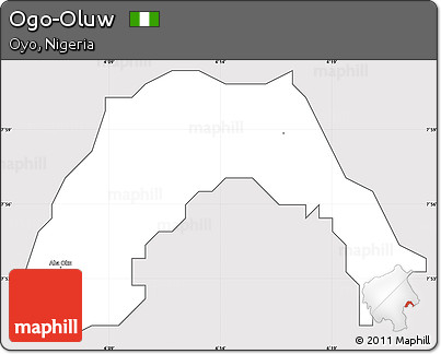 Silver Style Simple Map of Ogo-Oluw, cropped outside