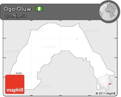 Silver Style Simple Map of Ogo-Oluw, single color outside