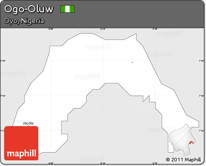 Silver Style Simple Map of Ogo-Oluw, single color outside