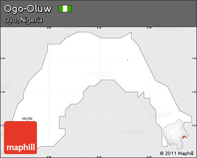Silver Style Simple Map of Ogo-Oluw, single color outside