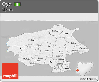 Gray Panoramic Map of Oyo, single color outside
