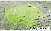 Physical Panoramic Map of Oyo, semi-desaturated