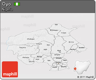 Silver Style Panoramic Map of Oyo, single color outside