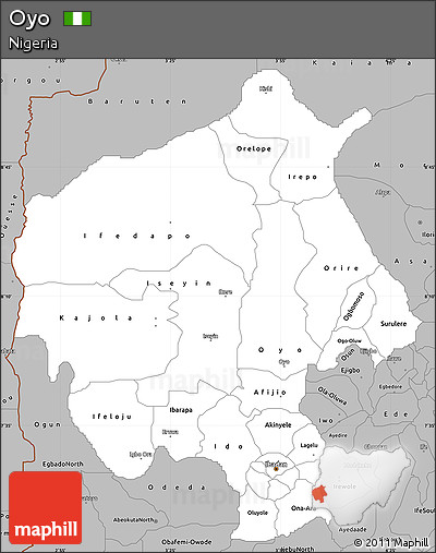 Gray Simple Map of Oyo