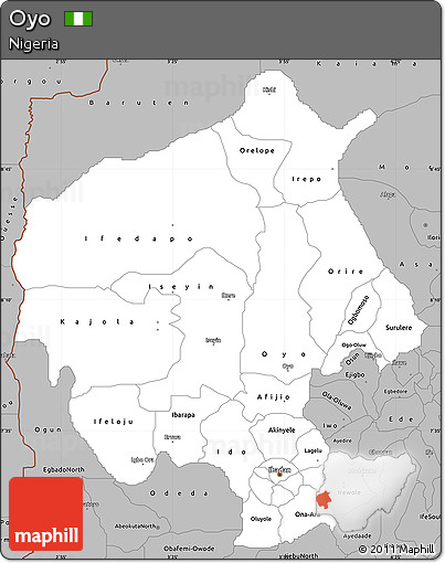 Gray Simple Map of Oyo