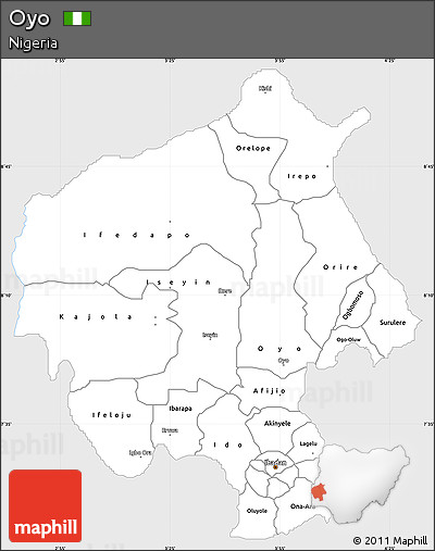 Silver Style Simple Map of Oyo, single color outside