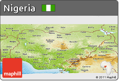 Physical Panoramic Map of Nigeria