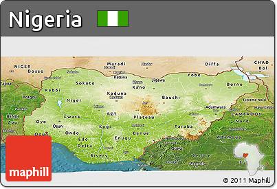 Physical Panoramic Map of Nigeria, satellite outside