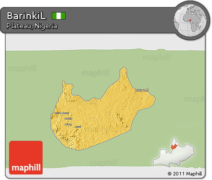 Savanna Style 3D Map of BarinkiL, single color outside