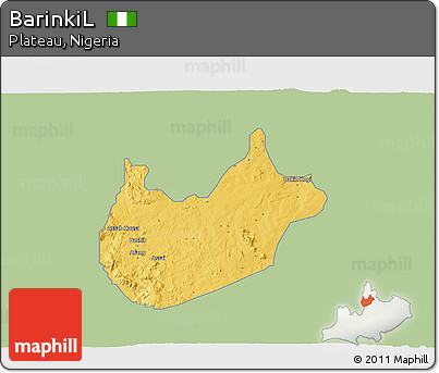 Savanna Style 3D Map of BarinkiL, single color outside