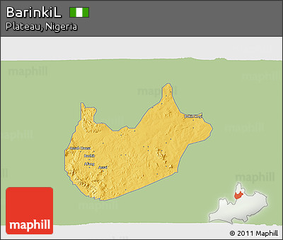 Savanna Style 3D Map of BarinkiL, single color outside