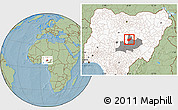 Savanna Style Location Map of BarinkiL, highlighted country, highlighted parent region, hill shading