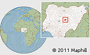 Savanna Style Location Map of BarinkiL, highlighted country, hill shading