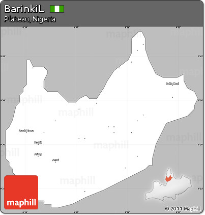 Gray Simple Map of BarinkiL, single color outside