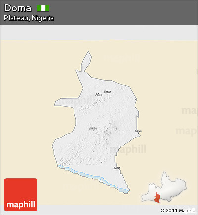 Classic Style 3D Map of Doma, single color outside
