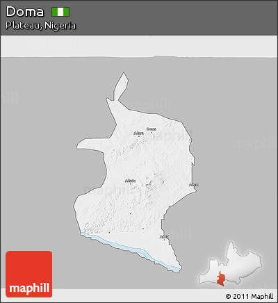 Gray 3D Map of Doma, single color outside