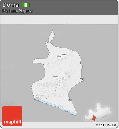 Gray 3D Map of Doma, single color outside