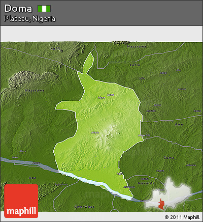 Physical 3D Map of Doma, darken