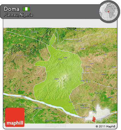 Physical 3D Map of Doma, satellite outside