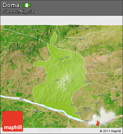 Physical 3D Map of Doma, satellite outside
