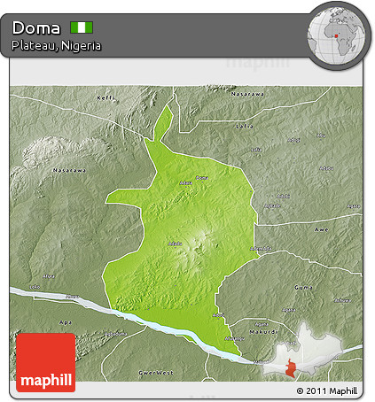 Physical 3D Map of Doma, semi-desaturated