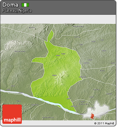 Physical 3D Map of Doma, semi-desaturated