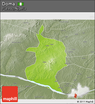 Physical 3D Map of Doma, semi-desaturated