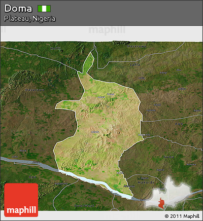 Satellite 3D Map of Doma, darken