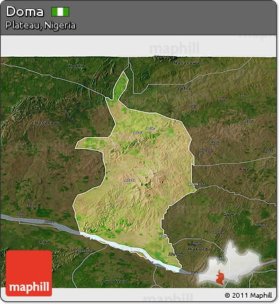 Satellite 3D Map of Doma, darken