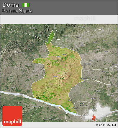 Satellite 3D Map of Doma, semi-desaturated