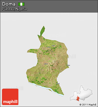 Satellite 3D Map of Doma, single color outside
