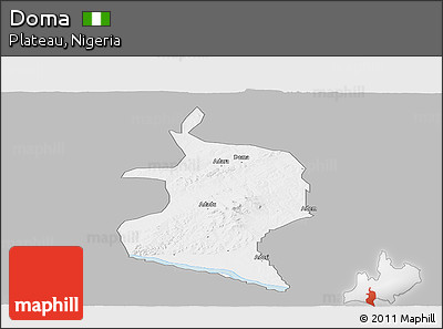 Gray Panoramic Map of Doma, single color outside