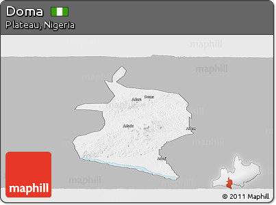 Gray Panoramic Map of Doma, single color outside