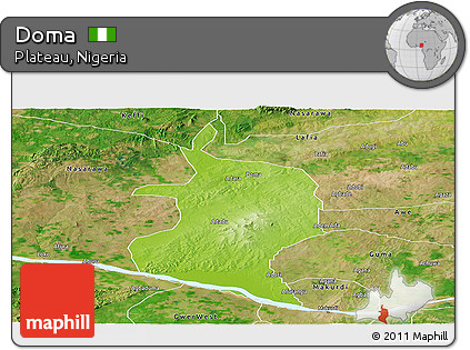 Physical Panoramic Map of Doma, satellite outside