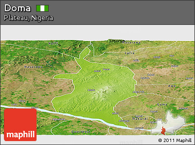Physical Panoramic Map of Doma, satellite outside