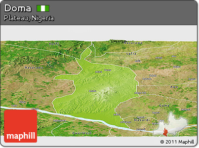 Physical Panoramic Map of Doma, satellite outside