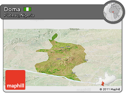 Satellite Panoramic Map of Doma, lighten