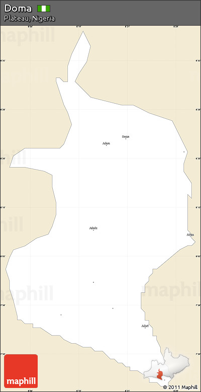 Classic Style Simple Map of Doma, single color outside